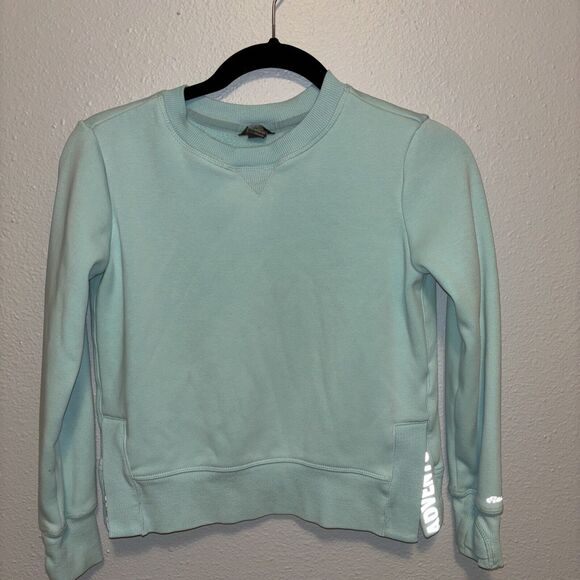 Eddie‎ Bauer Athleisure Reflective Cotton Med Sweatshirt Thumbholes Blue Pastel - Picture 1 of 6